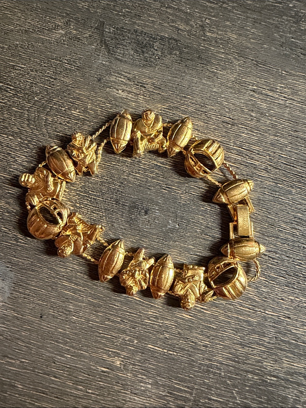 Gold-Tone Football Charm Slide Bracelet - Women Jewelry